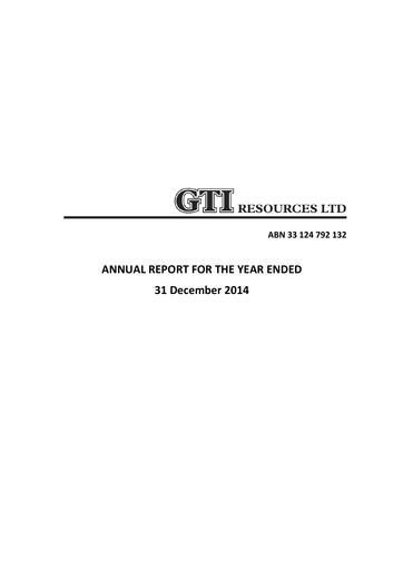 Thumbnail GTI Energy Annual Report 2014