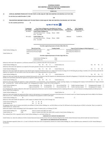 Thumbnail United Airlines Holdings
 Annual Report 2020