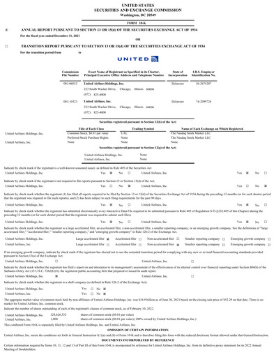 Thumbnail United Airlines Holdings
 Annual Report 2021