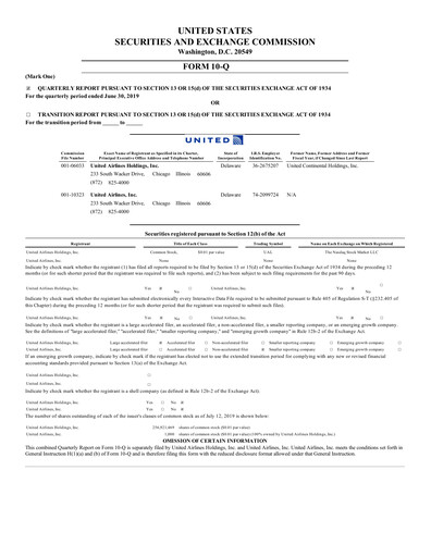 Thumbnail United Airlines Holdings
 Quarterly Report 2019-q2
