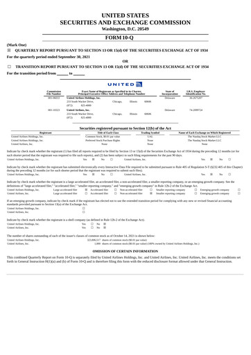 Thumbnail United Airlines Holdings
 Quarterly Report 2021-q3