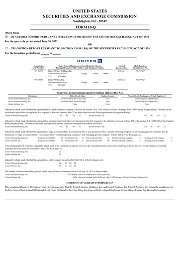 Thumbnail United Airlines Holdings
 Quarterly Report 2022-q2