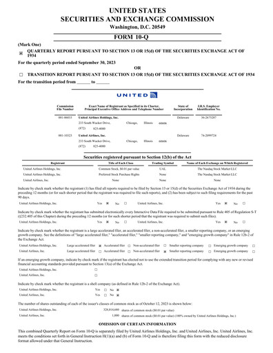 Thumbnail United Airlines Holdings
 Quarterly Report 2023-q3