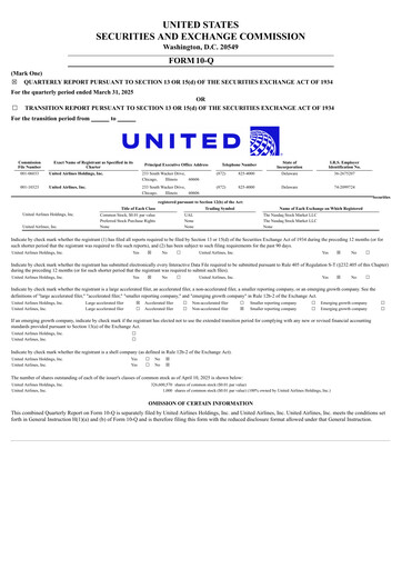 Thumbnail United Airlines Holdings
 Quarterly Report 2025-q1