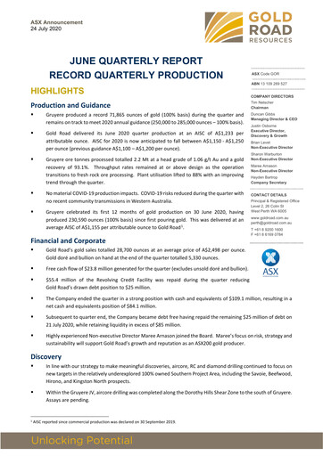 Thumbnail Gold Road Resources Quarterly Report 2020-q2