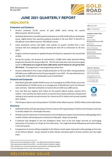 Thumbnail Gold Road Resources Quarterly Report 2021-q2