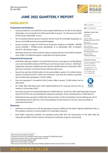 Thumbnail Gold Road Resources Quarterly Report 2022-q2