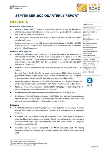 Thumbnail Gold Road Resources Quarterly Report 2022-q3