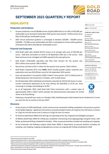 Thumbnail Gold Road Resources Quarterly Report 2023-q3