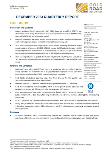 Thumbnail Gold Road Resources Quarterly Report 2023-q4