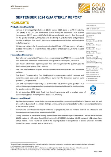 Thumbnail Gold Road Resources Quarterly Report 2024-q3