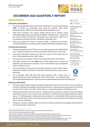 Thumbnail Gold Road Resources Quarterly Report 2024-q4