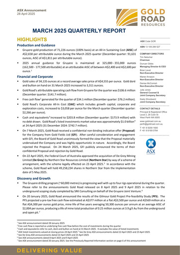 Thumbnail Gold Road Resources Quarterly Report 2025-q1
