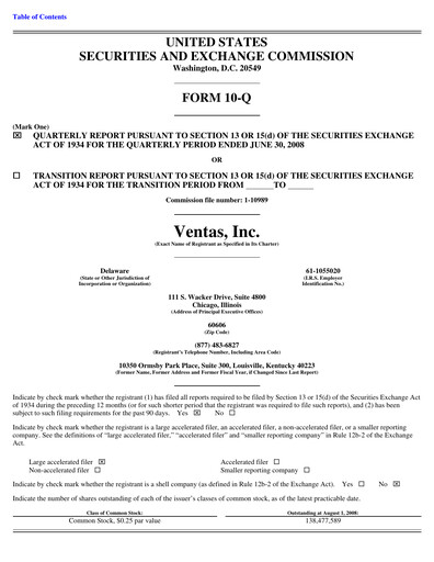 Thumbnail Ventas Quarterly Report 2008-q2