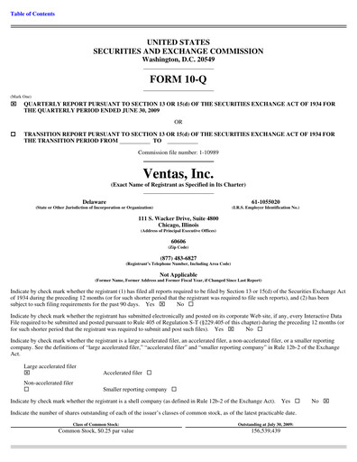 Thumbnail Ventas Quarterly Report 2009-q2