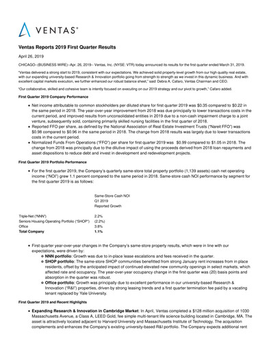 Vorschaubild Ventas Quartalsbericht 2019-q1