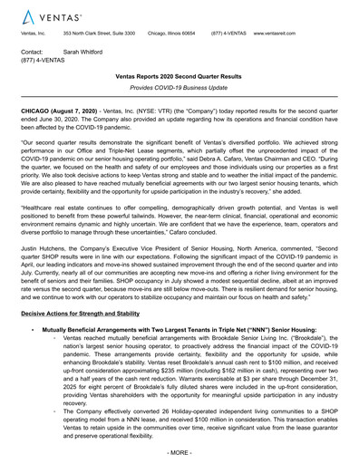 Vorschaubild Ventas Quartalsbericht 2020-q2
