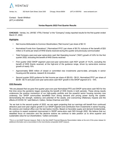 Vorschaubild Ventas Quartalsbericht 2022-q1