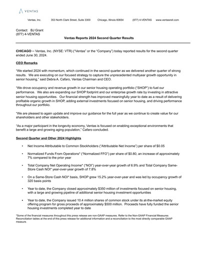 Vorschaubild Ventas Quartalsbericht 2024-q2