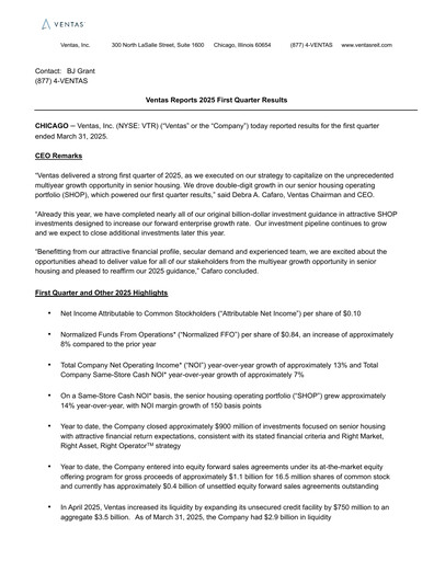 Vorschaubild Ventas Quartalsbericht 2025-q1