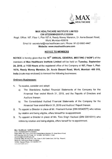 Thumbnail Max Healthcare Institute Annual Report 2018-2019