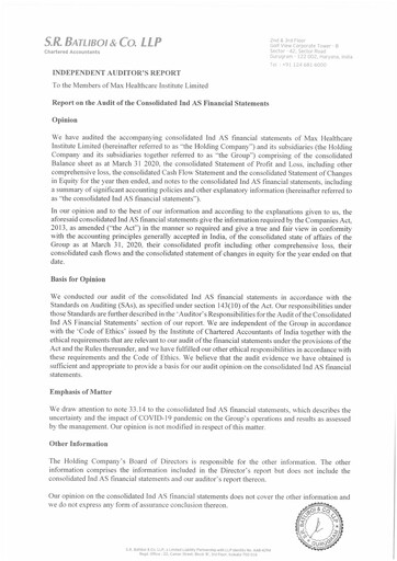 Thumbnail Max Healthcare Institute Financial Statement fy2020