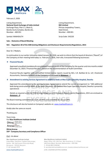 Thumbnail Max Healthcare Institute Quarterly Report 2025-q3