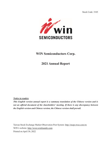 Thumbnail WIN Semiconductors Annual Report 2021
