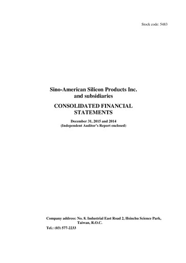 Thumbnail Sino-American Silicon Products Financial Statement 2015