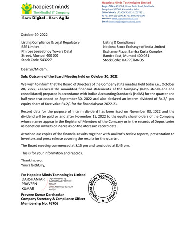 Thumbnail Happiest Minds Technologies Quarterly Report 2022-q2