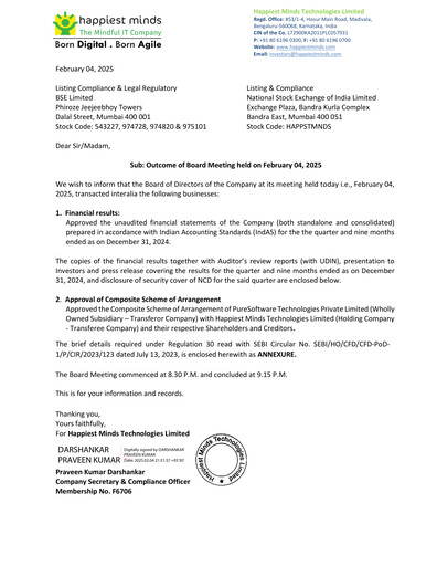 Thumbnail Happiest Minds Technologies Quarterly Report 2024-q3