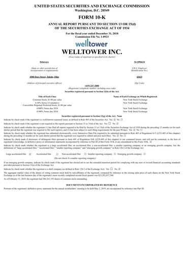 Thumbnail Welltower
 Annual Report 2018
