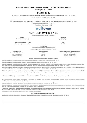 Thumbnail Welltower
 Annual Report 2020
