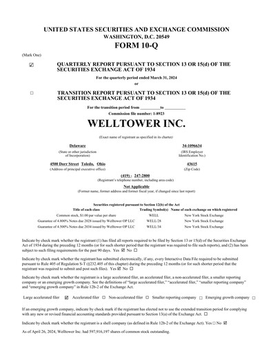 Thumbnail Welltower
 Quarterly Report 2024-q1
