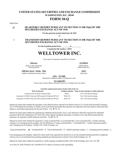 Thumbnail Welltower
 Quarterly Report 2024-q2