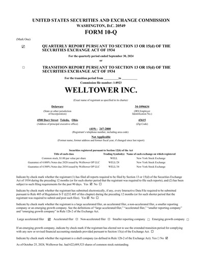 Thumbnail Welltower
 Quarterly Report 2024-q3
