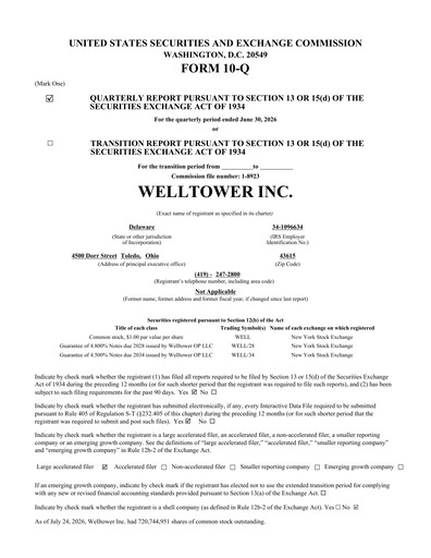 Thumbnail Welltower
 Quarterly Report 2026-q2