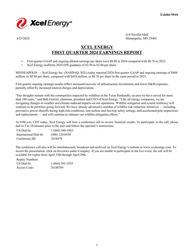 Thumbnail Xcel Energy Quarterly Report 2024-q1