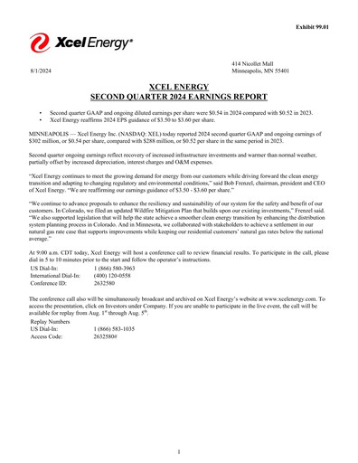 Thumbnail Xcel Energy Quarterly Report 2024-q2