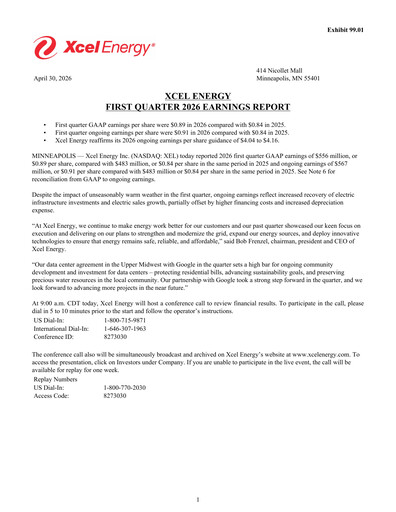 Thumbnail Xcel Energy Quarterly Report 2026-q1