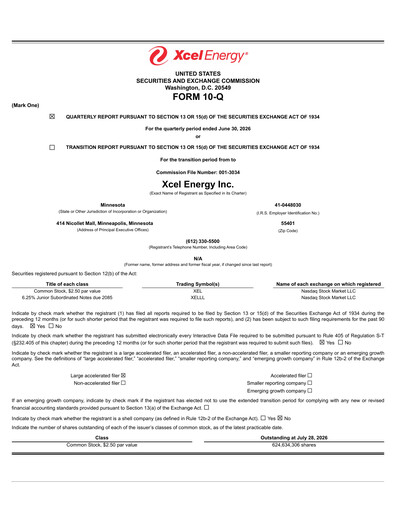 Thumbnail Xcel Energy Quarterly Report 2026-q2