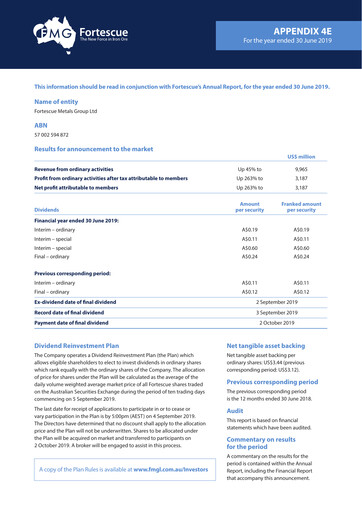 Thumbnail Fortescue Financial Statement fy2019