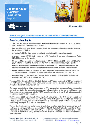 Thumbnail Fortescue Quarterly Report 2020-q4