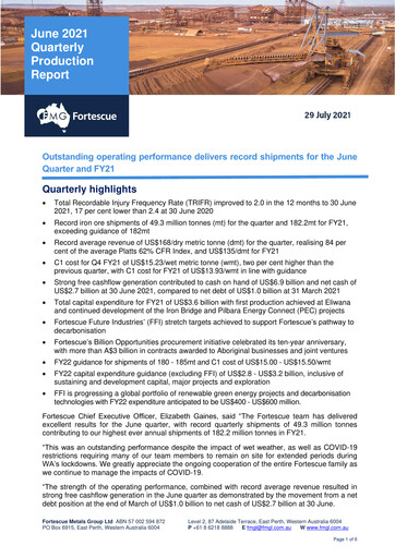 Thumbnail Fortescue Quarterly Report 2021-q2
