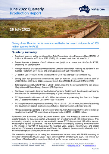 Thumbnail Fortescue Quarterly Report 2022-q2