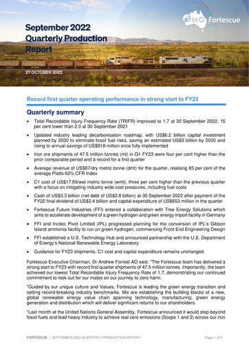 Thumbnail Fortescue Quarterly Report 2022-q3