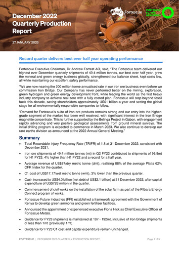 Thumbnail Fortescue Quarterly Report 2022-q4
