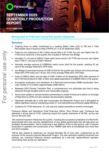 Thumbnail Fortescue Quarterly Report 2026-q1