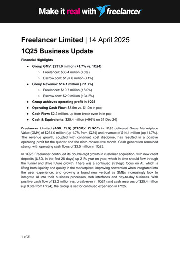 Thumbnail freelancer.com Quarterly Report 2025-q1