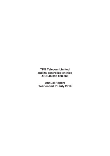 Thumbnail TPG Telecom Annual Report 2016